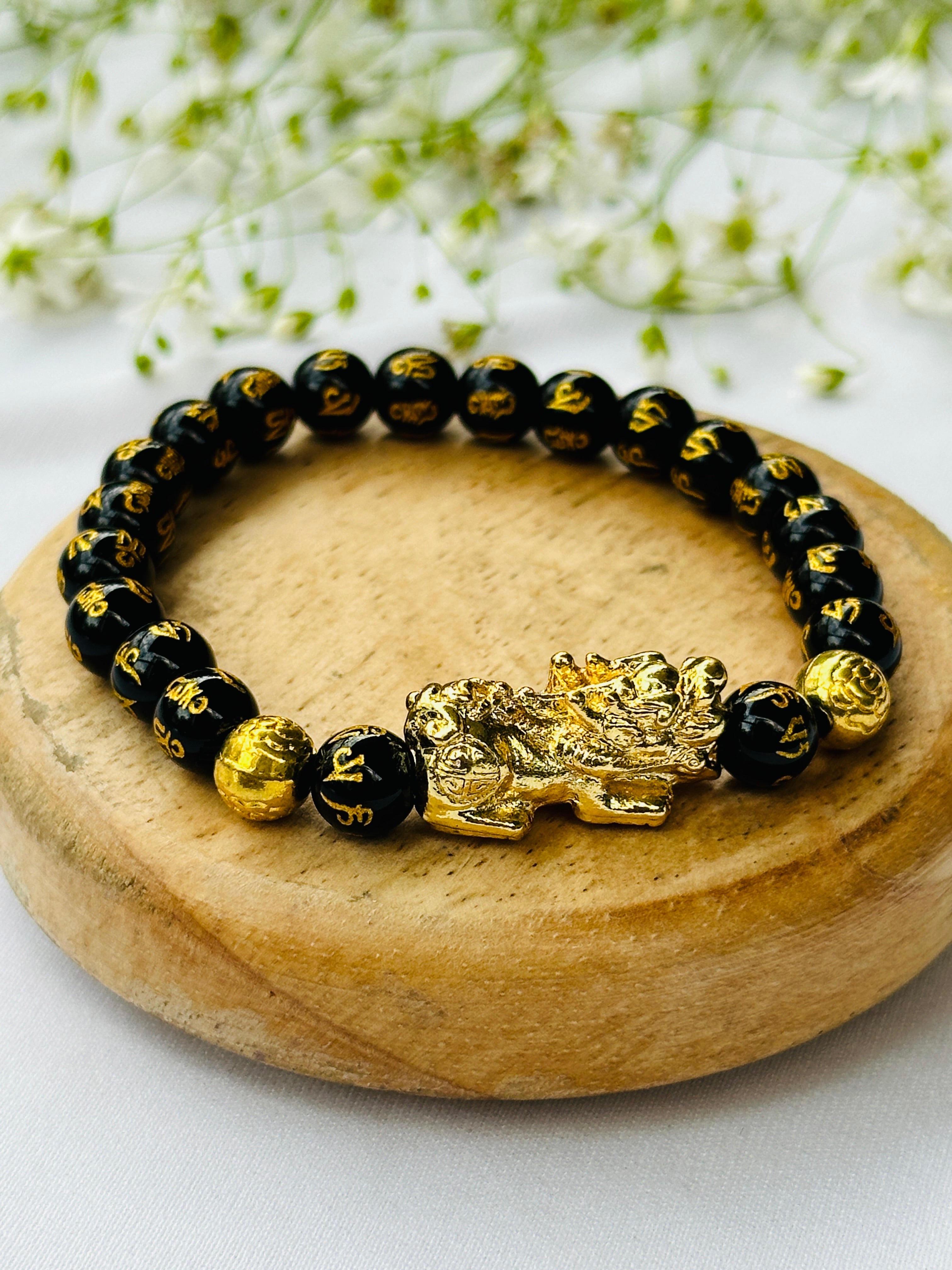 Finance & Wealth Enhancer: Feng shui Black Obsidian with Pixu Bracelet  - Abhimantrit & Certified